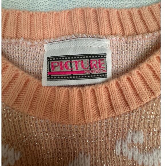 Vintage 80s Peach Floral Sixteen Candles Romantic Coquette Short Sleeve Sweater - Picture 2 of 5